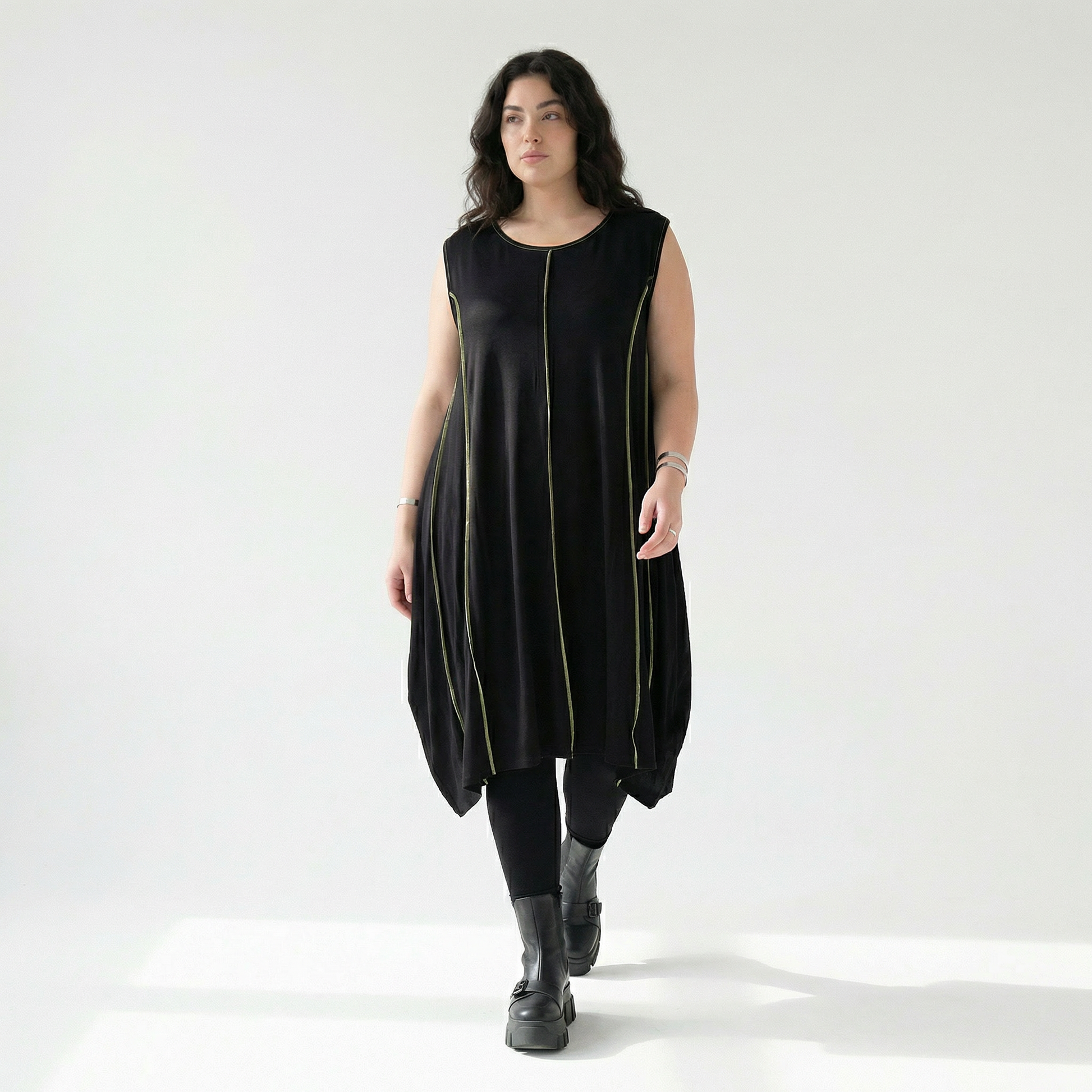  Ballon Tunika von AKH Fashion aus Viskose, 1416.06913, Schwarz/Gelb, Schick, Modern