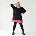  A-Form Shirt von AKH Fashion aus Viskose, 1416.06916, Schwarz/Fuchsia, Schick, Modern