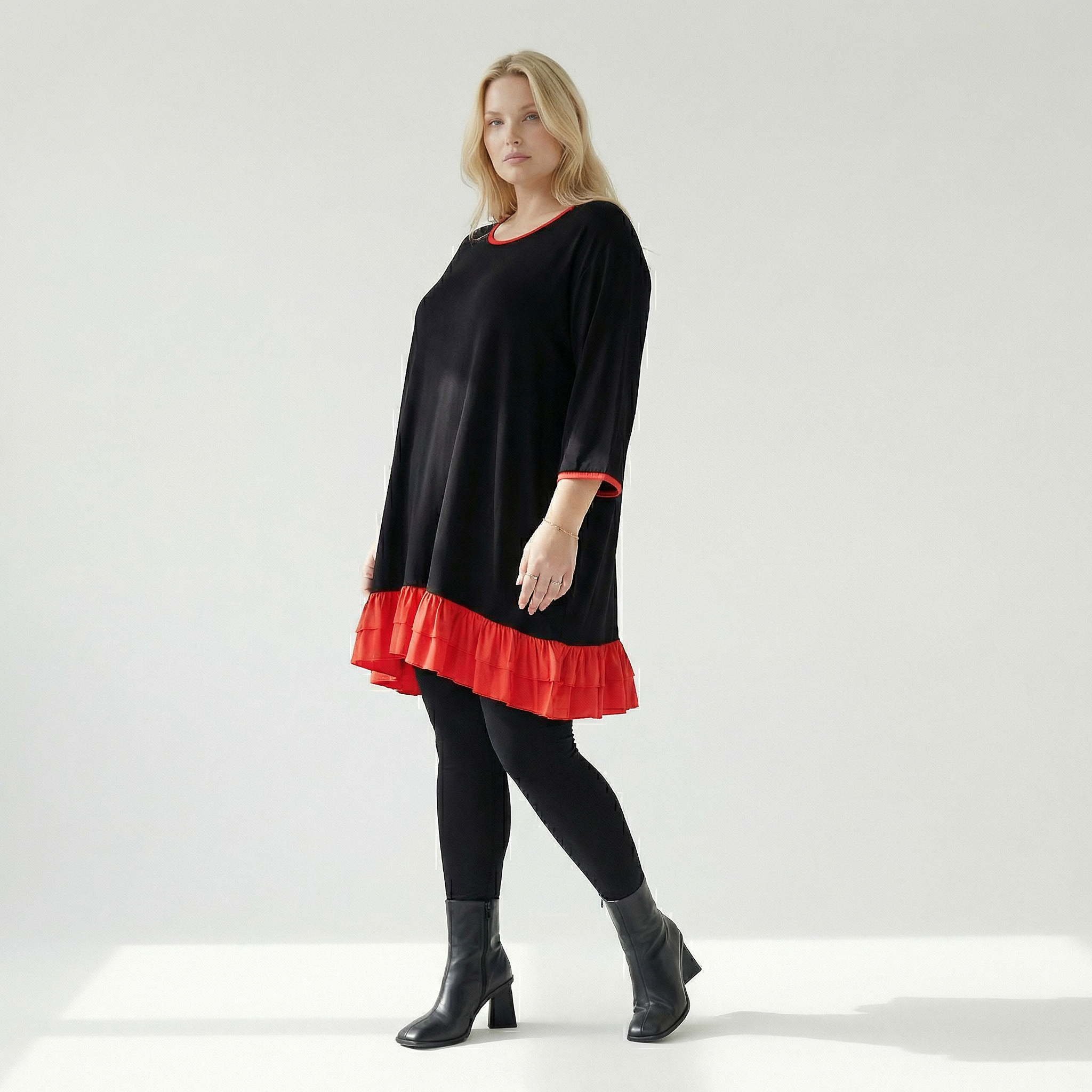  A-Form Shirt von AKH Fashion aus Viskose, 1416.06916, Schwarz/Rot, Schick, Modern, Bequem