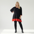  A-Form Shirt von AKH Fashion aus Viskose, 1416.06916, Schwarz/Rot, Schick, Modern, Bequem