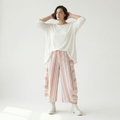  Ballonhose von AKH Fashion aus Baumwolle, 1420.08069, Weiß/Apricot, Blockstreifen, Schick