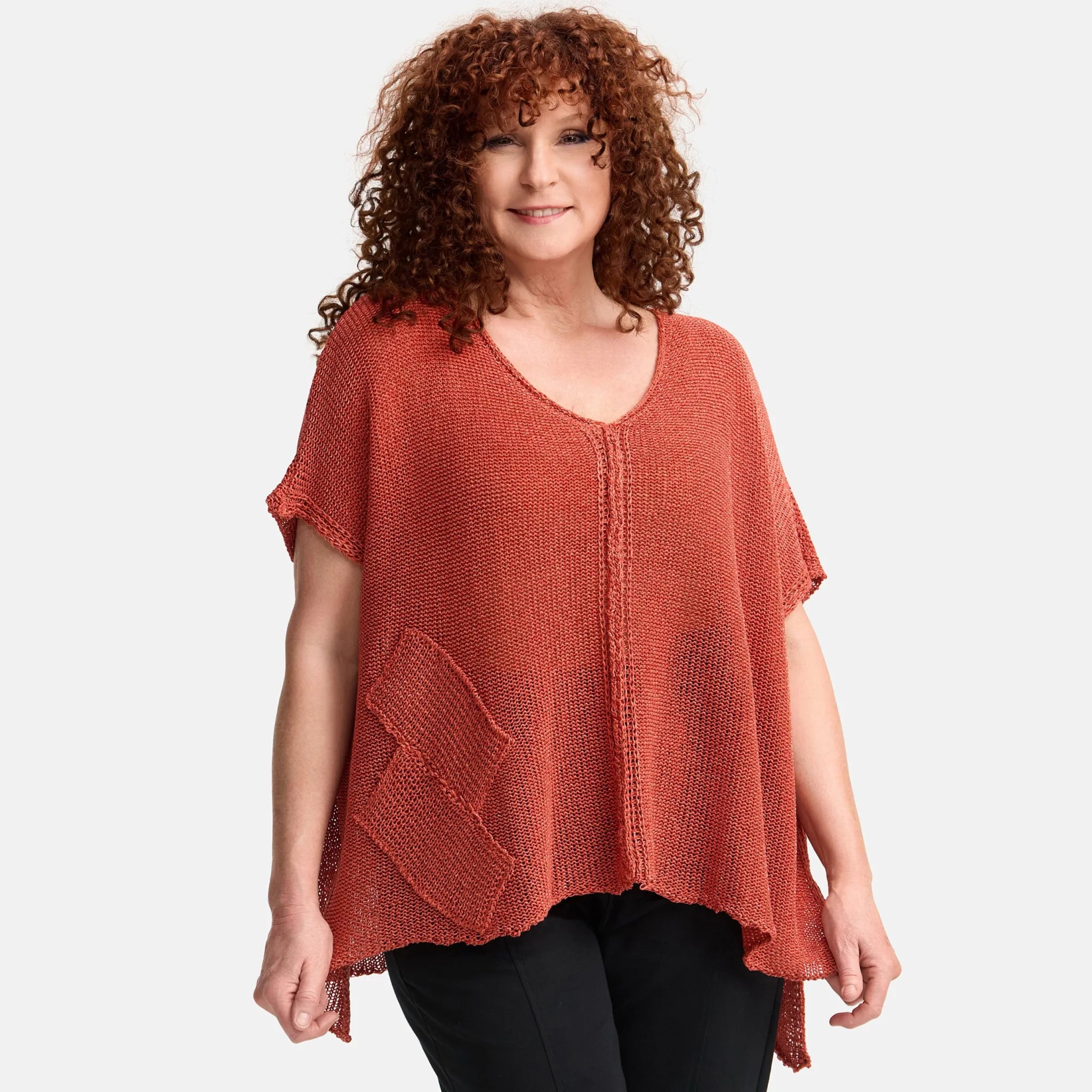  Amandine Pullover in kastiger Form, aus Baumwolle, A2801, Pink, Schick, Modern, Bequem