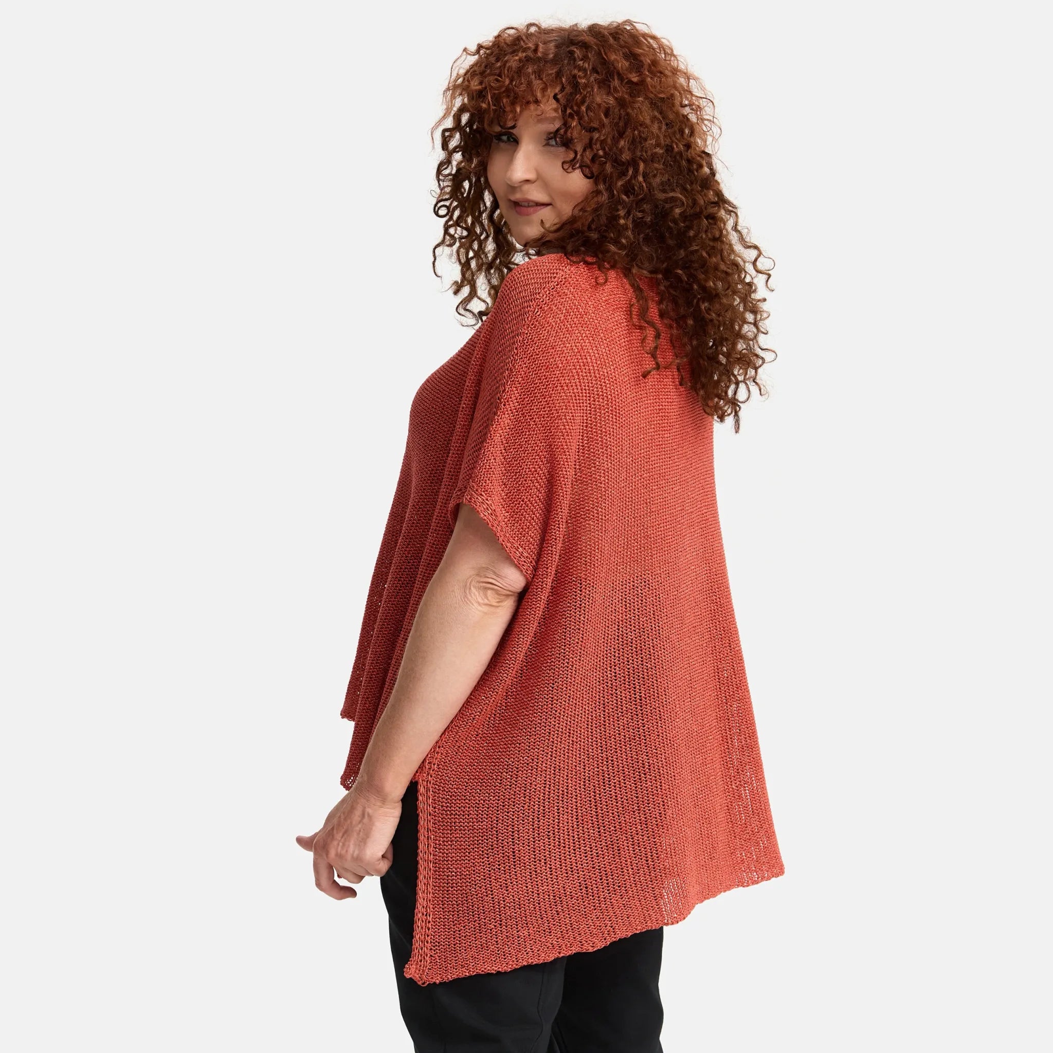  Amandine Pullover in kastiger Form, aus Baumwolle, A2801, Pink, Schick, Modern, Bequem