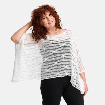  Amandine Pullover in kastiger Form, aus Baumwolle, A2805, Weiß, Schick, Modern, Bequem