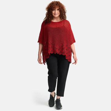  Amandine Pullover in kastiger Form, aus Baumwolle, A2806, Rot, Schick, Modern, Bequem