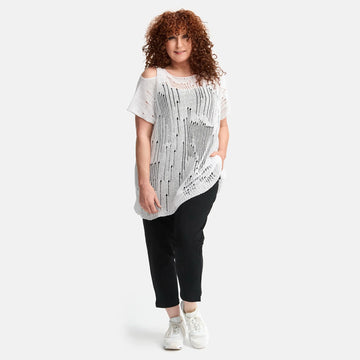  Amandine Pullover in kastiger Form, aus Baumwolle, A2807, Weiß, Schick, Modern, Bequem