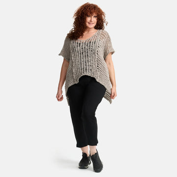  Amandine Pullover in kastiger Form, aus Baumwolle, A2809, Sand, Schick, Modern, Bequem