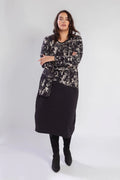  Pomme Rouge Kleid in gerader Form, aus Baumwolle, A829, Schwarz-Weiß, Grafik, Schick