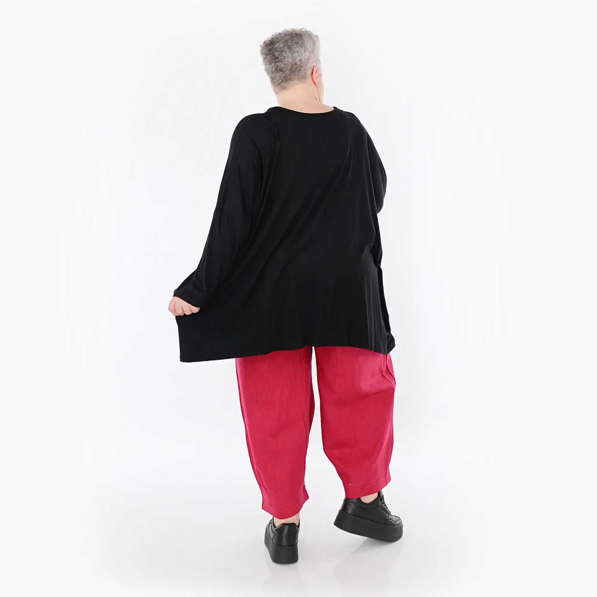  AKH Fashion Bigshirt in kastiger Form, aus Viskose, 1233.06648, Schwarz, Ausgefallen, Zeitlos