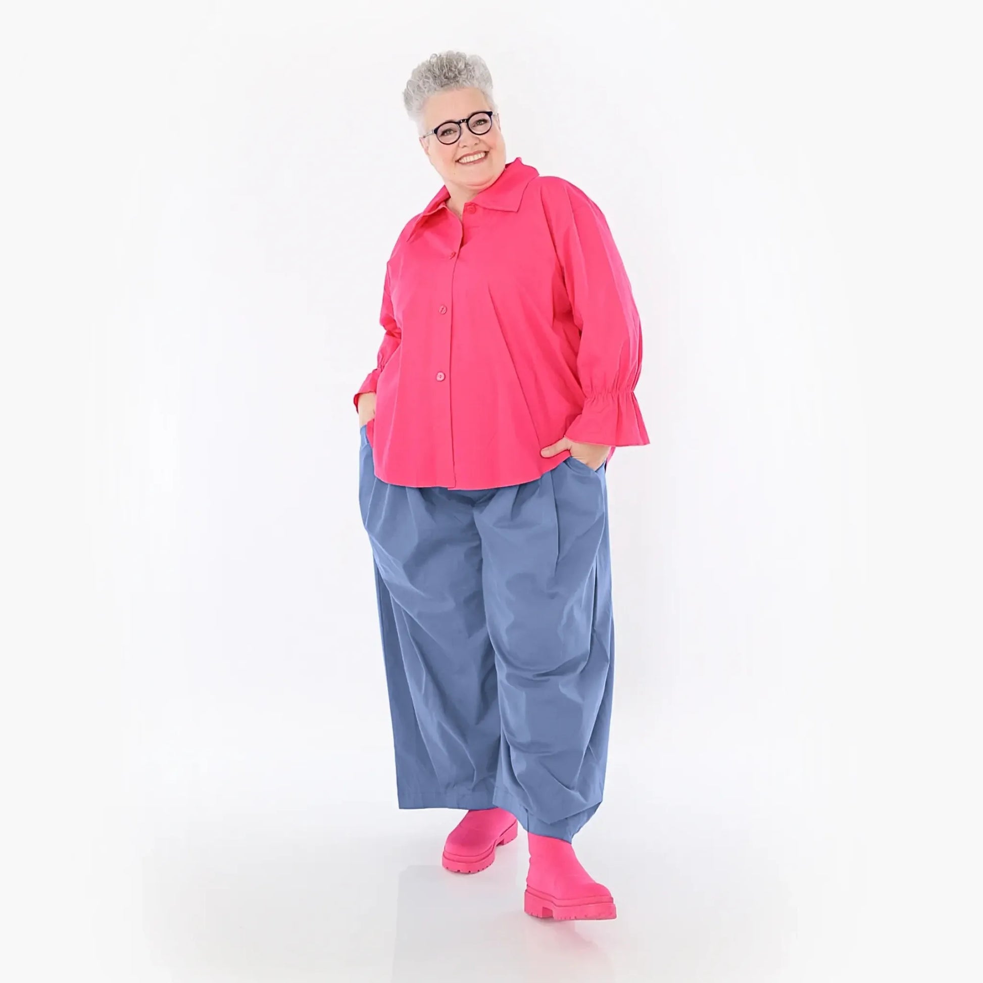  Ballonhose von AKH Fashion aus Baumwolle, 1482.07032, Azurblau, Ausgefallen, Zeitlos