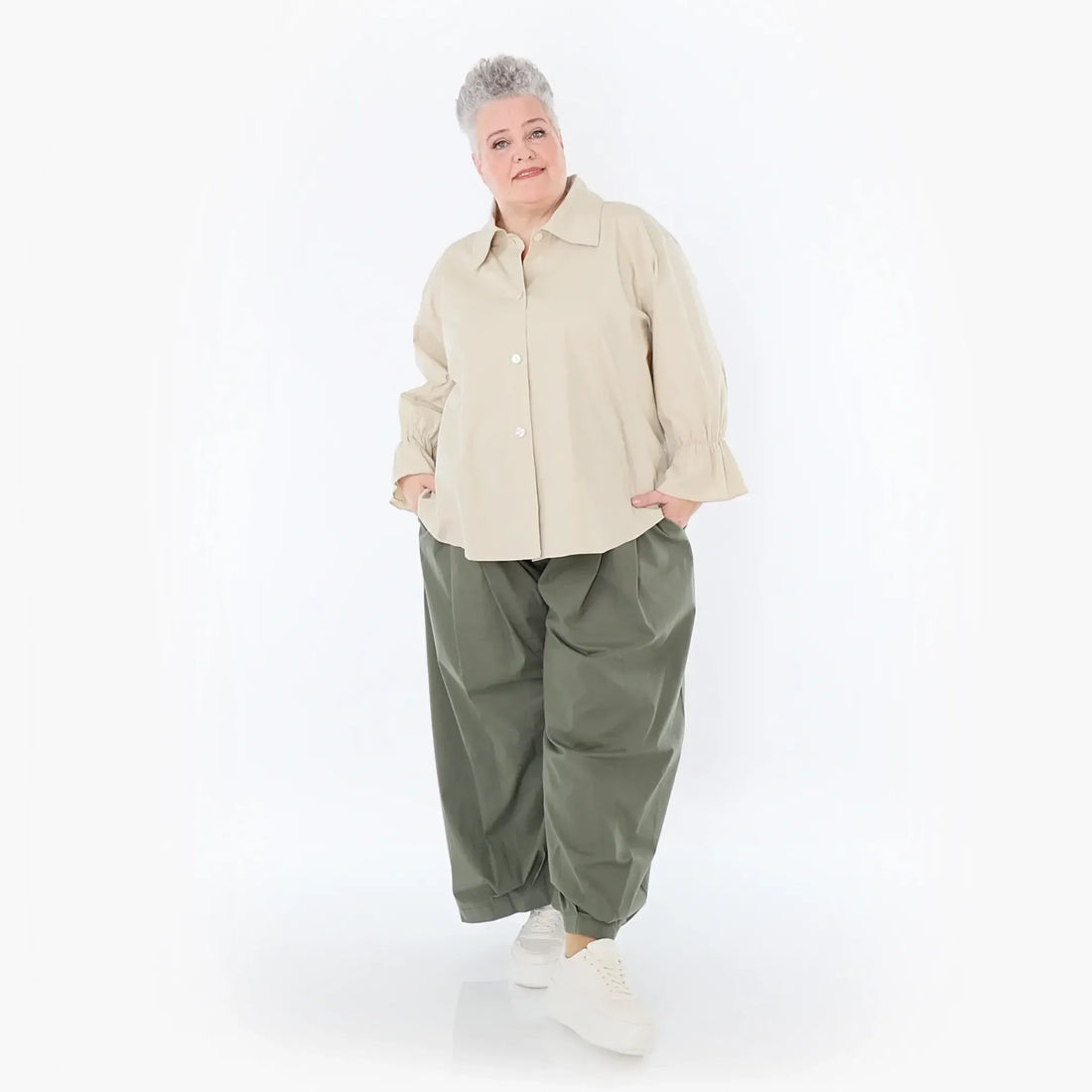  Ballonhose von AKH Fashion aus Baumwolle, 1482.07032, Khaki, Ausgefallen, Zeitlos, Schick
