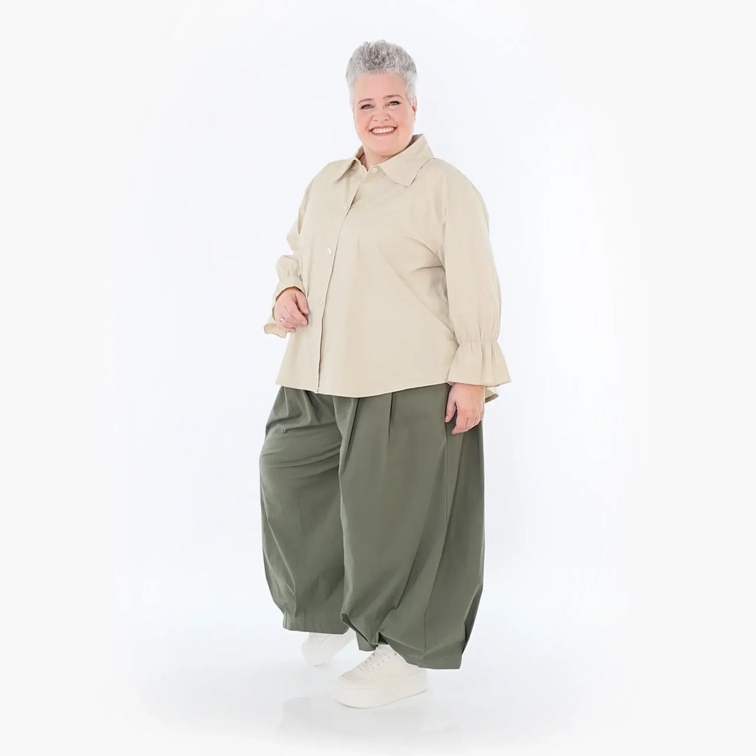  Ballonhose von AKH Fashion aus Baumwolle, 1482.07032, Khaki, Ausgefallen, Zeitlos, Schick