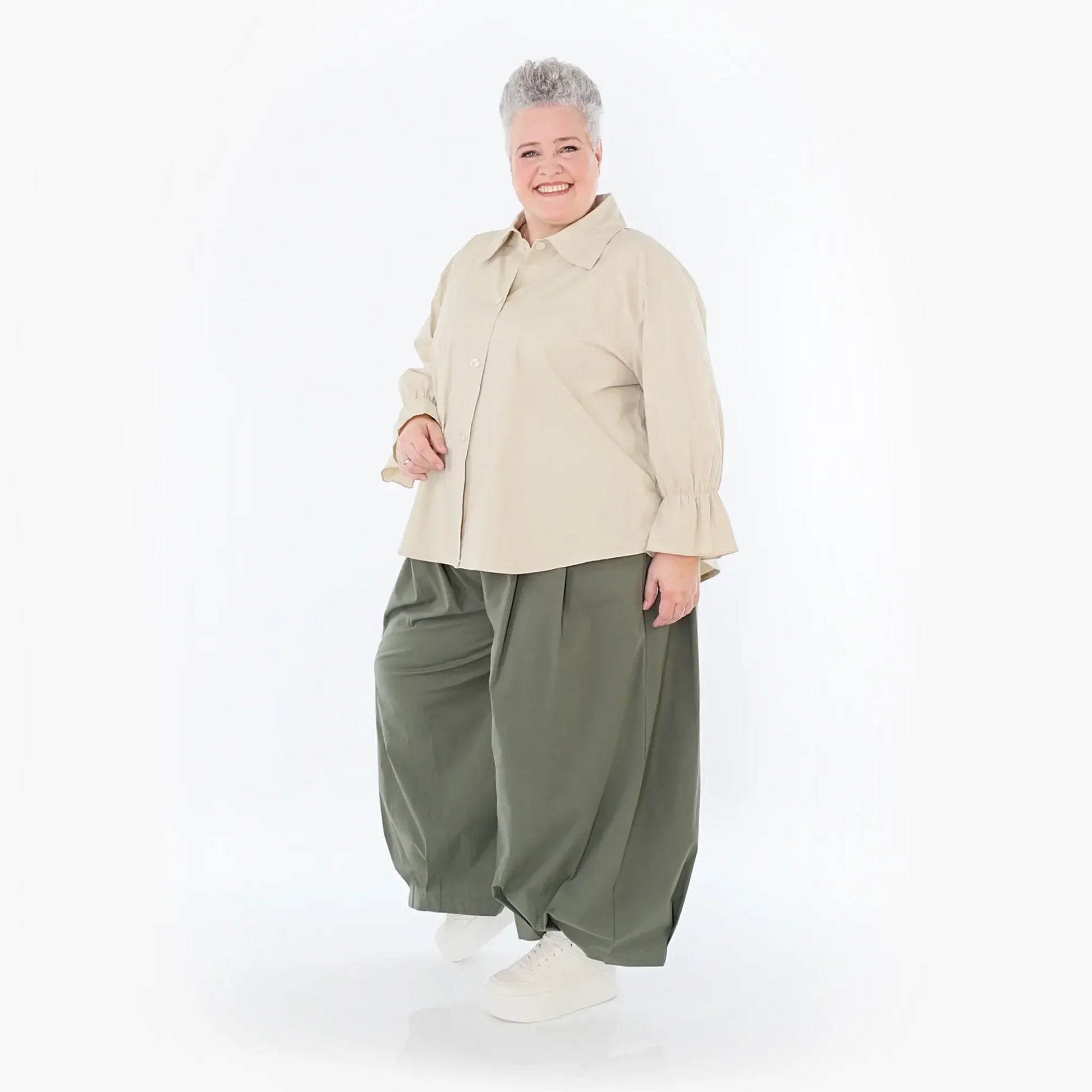  Ballonhose von AKH Fashion aus Baumwolle, 1482.07032, Khaki, Ausgefallen, Zeitlos, Schick