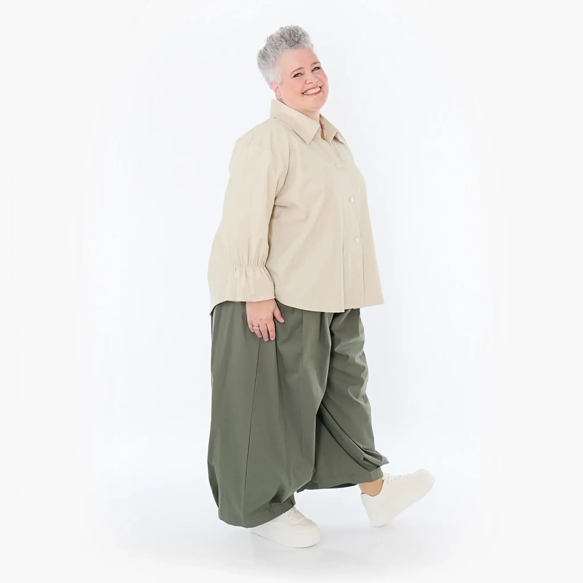  Ballonhose von AKH Fashion aus Baumwolle, 1482.07032, Khaki, Ausgefallen, Zeitlos, Schick