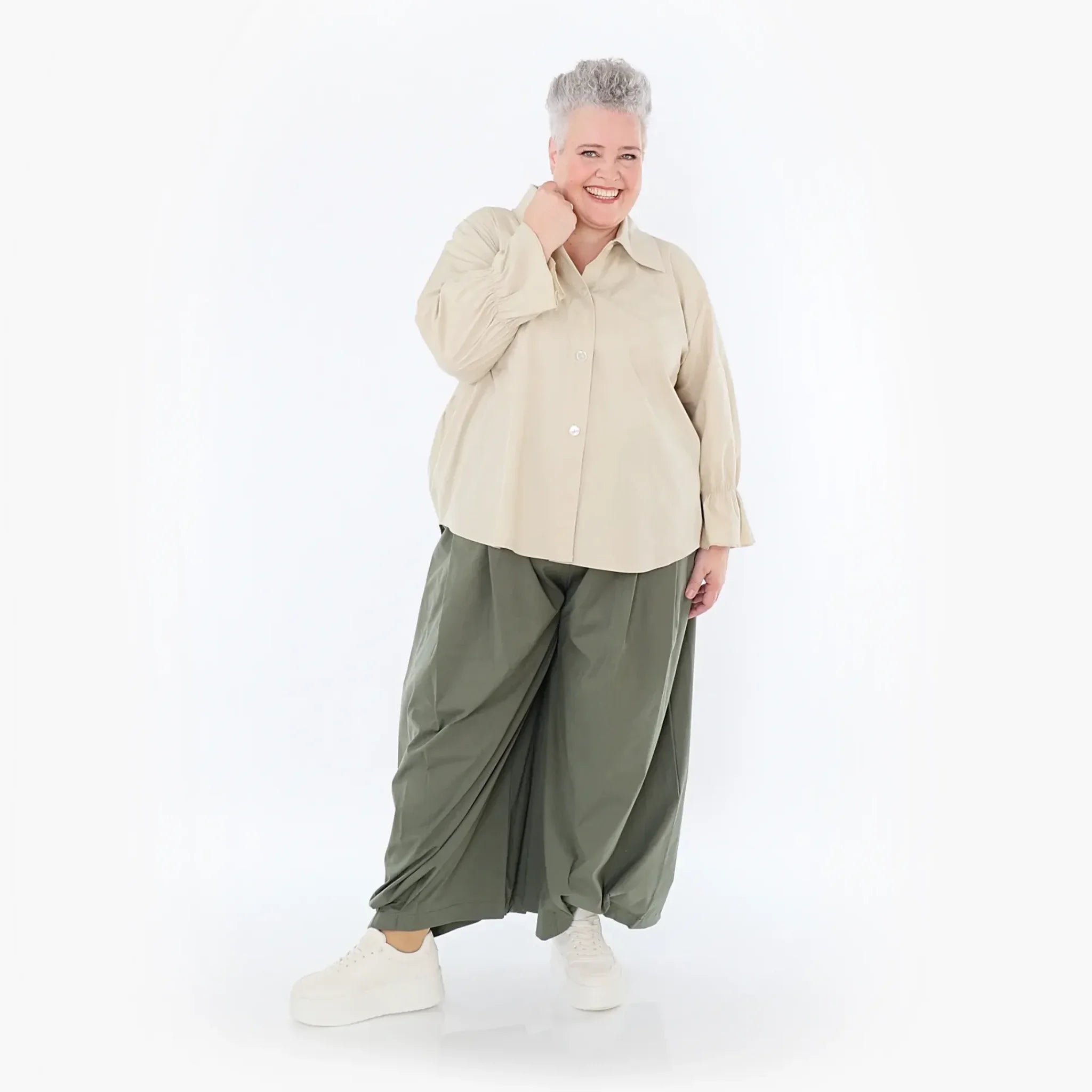 Ballonhose von AKH Fashion aus Baumwolle, 1482.07032, Khaki, Ausgefallen, Zeitlos, Schick
