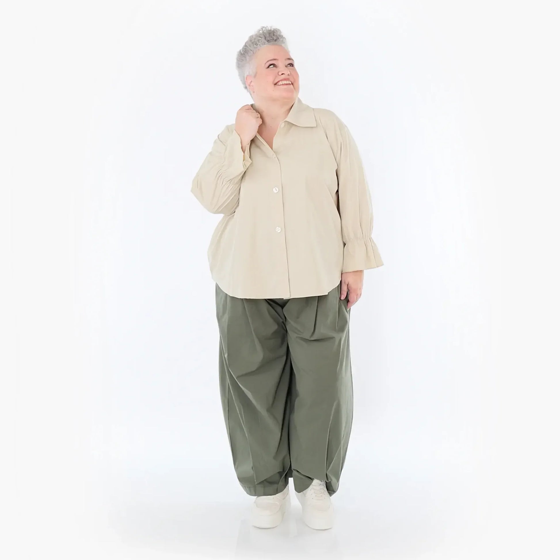  Ballonhose von AKH Fashion aus Baumwolle, 1482.07032, Khaki, Ausgefallen, Zeitlos, Schick