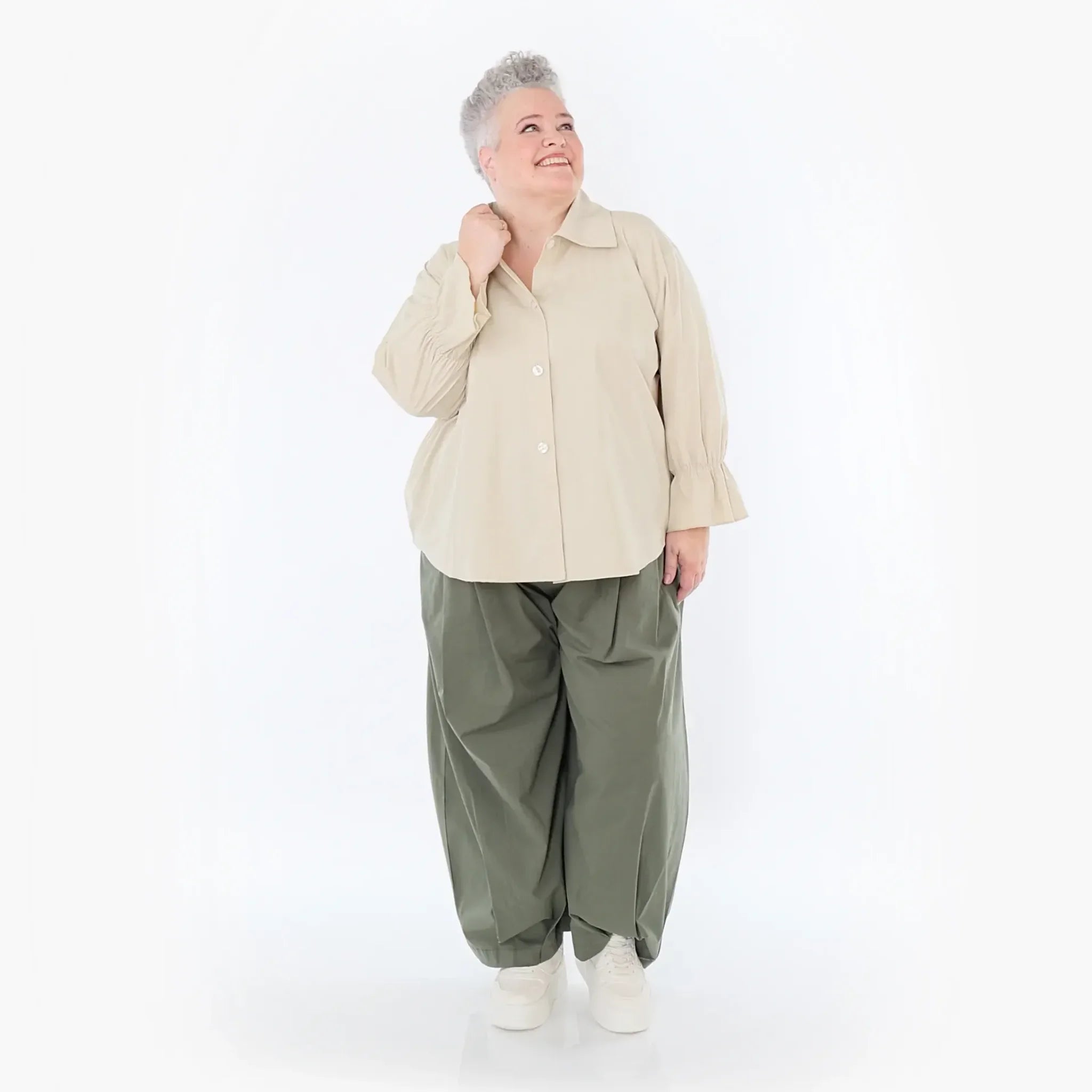  Ballonhose von AKH Fashion aus Baumwolle, 1482.07032, Khaki, Ausgefallen, Zeitlos, Schick