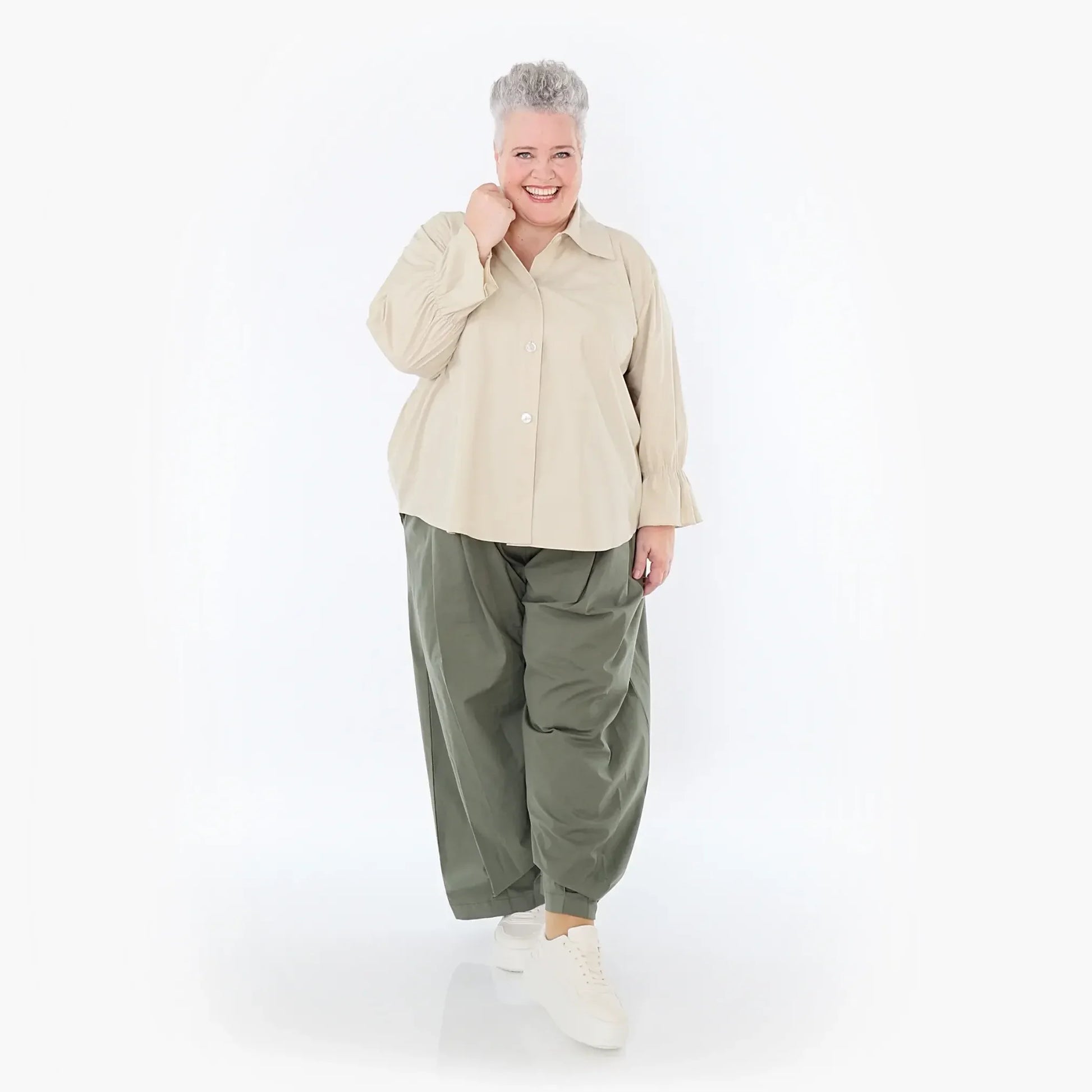 Ballonhose von AKH Fashion aus Baumwolle, 1482.07032, Khaki, Ausgefallen, Zeitlos, Schick