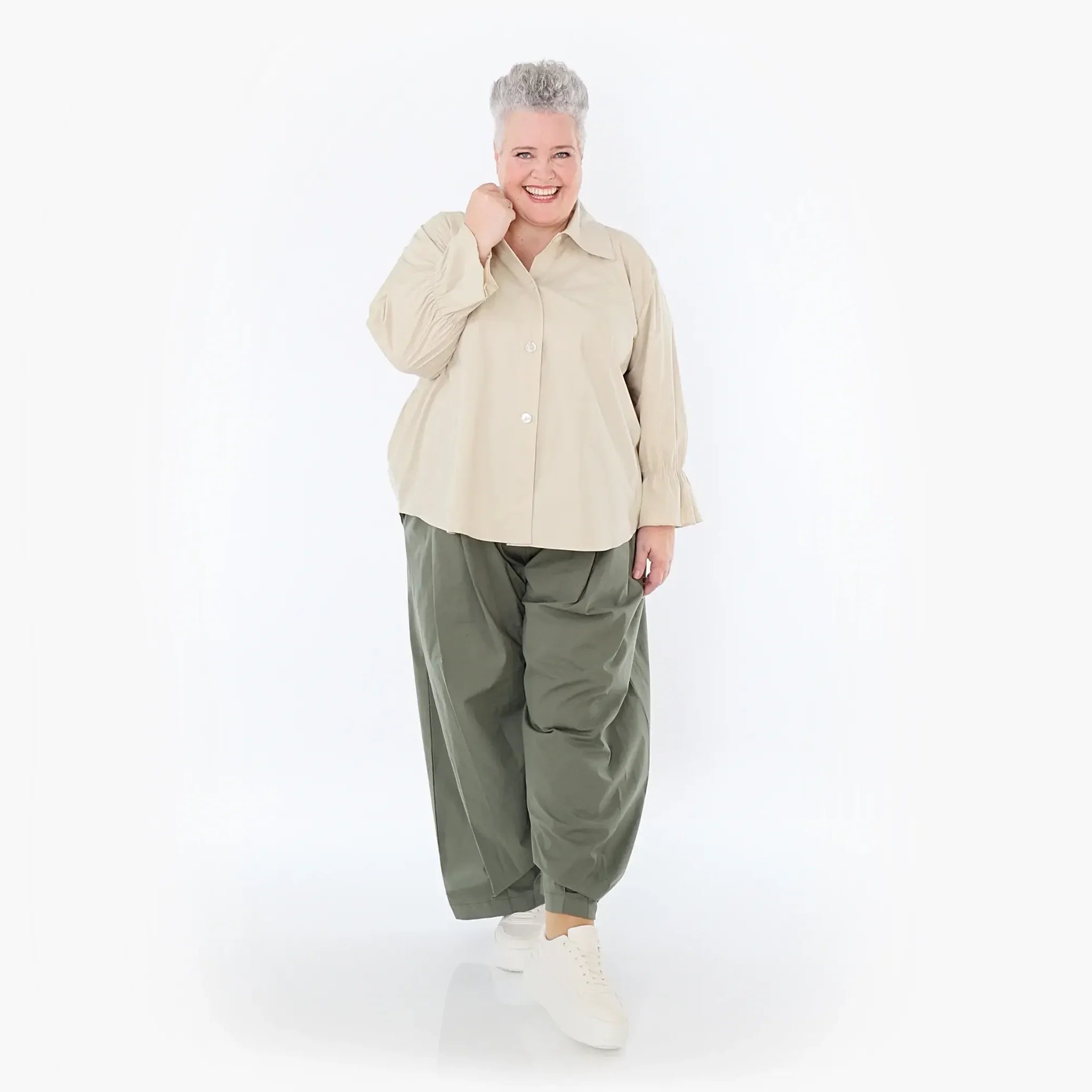  Ballonhose von AKH Fashion aus Baumwolle, 1482.07032, Khaki, Ausgefallen, Zeitlos, Schick