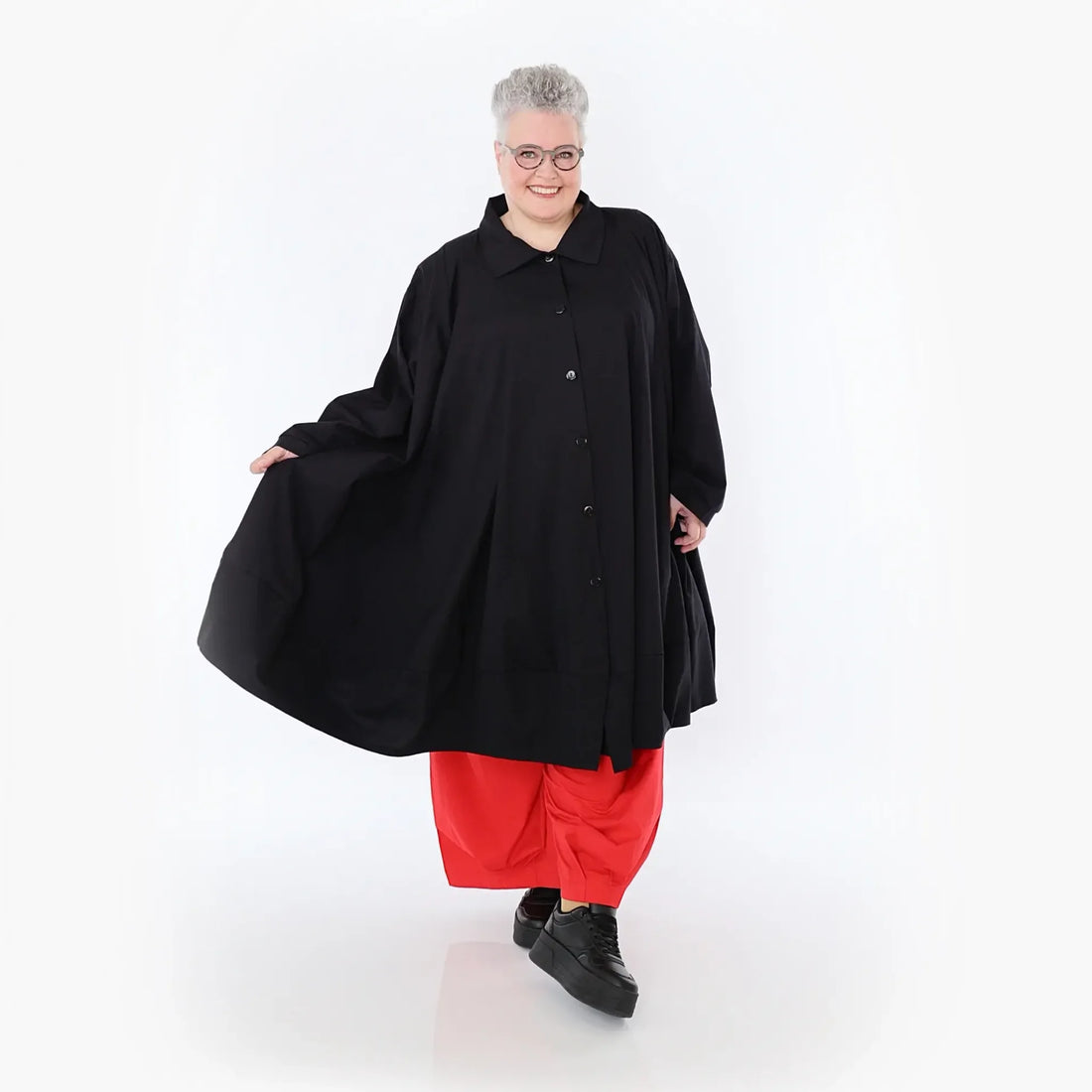  A-Form Jacke von AKH Fashion aus Baumwolle, 1482.07061, Schwarz, Ausgefallen, Zeitlos