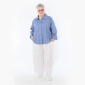  AKH Fashion Bluse in gerundeter Form, aus Baumwolle, 1482.07062, Azurblau, Ausgefallen