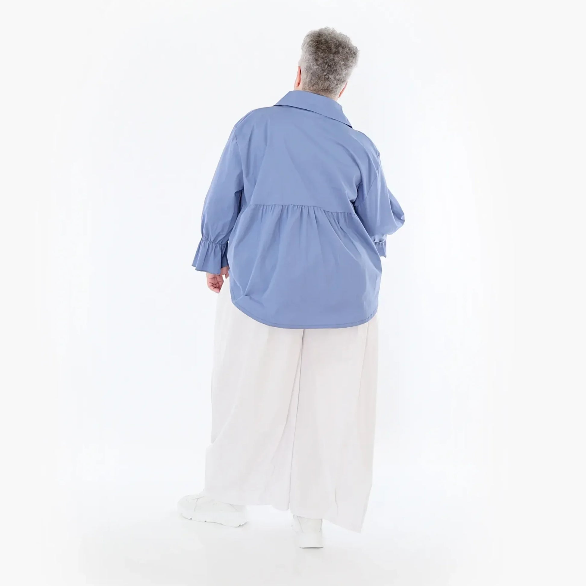  AKH Fashion Bluse in gerundeter Form, aus Baumwolle, 1482.07062, Azurblau, Ausgefallen