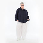  AKH Fashion Bluse in gerundeter Form, aus Baumwolle, 1482.07062, Marine, Ausgefallen