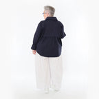 AKH Fashion Bluse in gerundeter Form, aus Baumwolle, 1482.07062, Marine, Ausgefallen