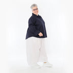  AKH Fashion Bluse in gerundeter Form, aus Baumwolle, 1482.07062, Marine, Ausgefallen