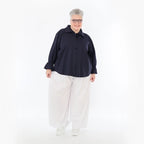  AKH Fashion Bluse in gerundeter Form, aus Baumwolle, 1482.07062, Marine, Ausgefallen