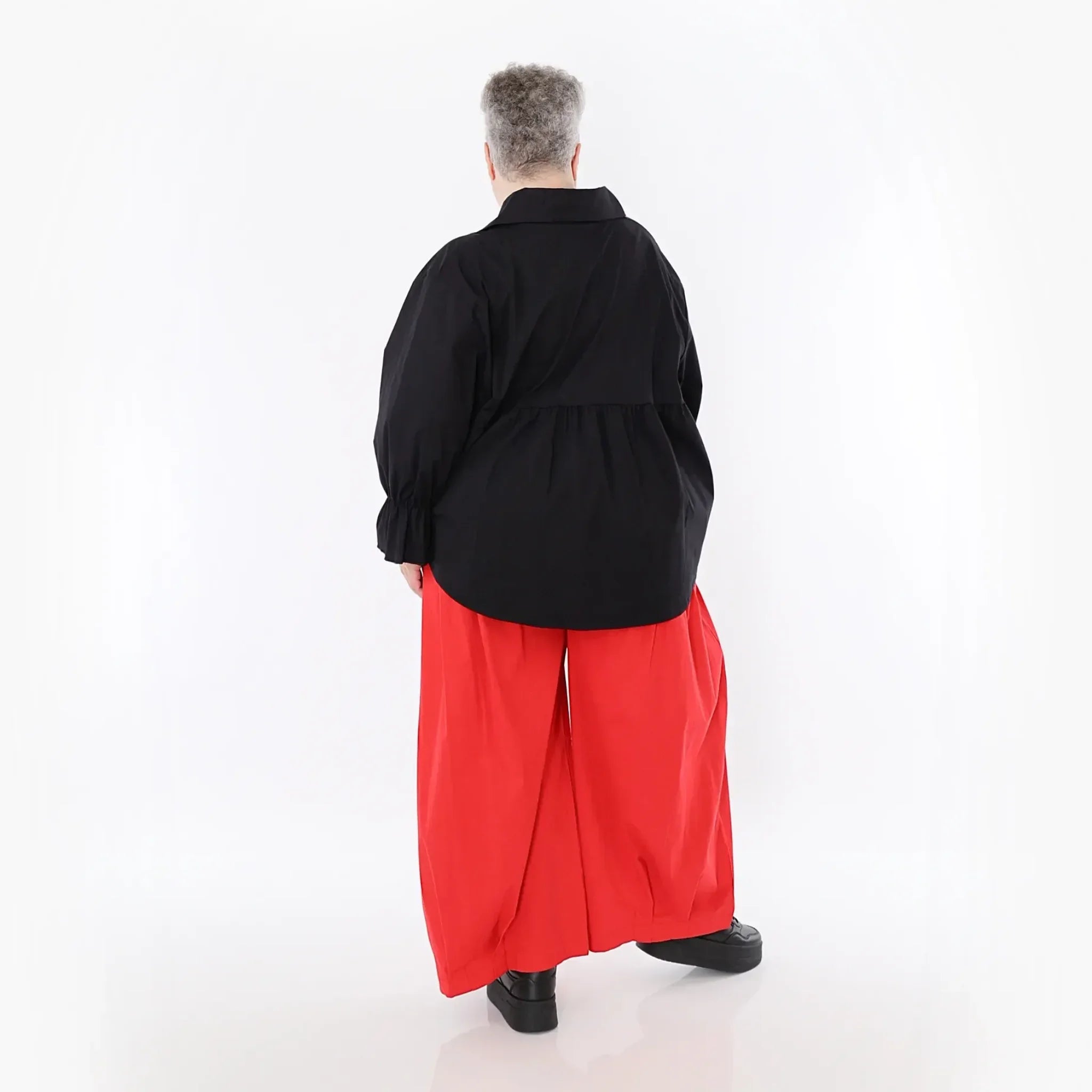  AKH Fashion Bluse in gerundeter Form, aus Baumwolle, 1482.07062, Schwarz, Ausgefallen