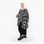  A-Form Bigshirt von AKH Fashion aus Viskose, 1487.06911, Schwarz/Weiß, Pinselstrich, Schick