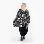  A-Form Bigshirt von AKH Fashion aus Viskose, 1487.06911, Schwarz/Weiß, Pinselstrich, Schick