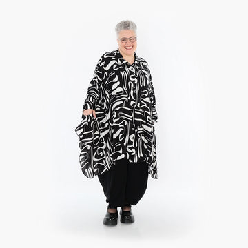  A-Form Jacke von AKH Fashion aus Viskose, 1487.06917, Schwarz/Weiß, Pinselstrich, Schick