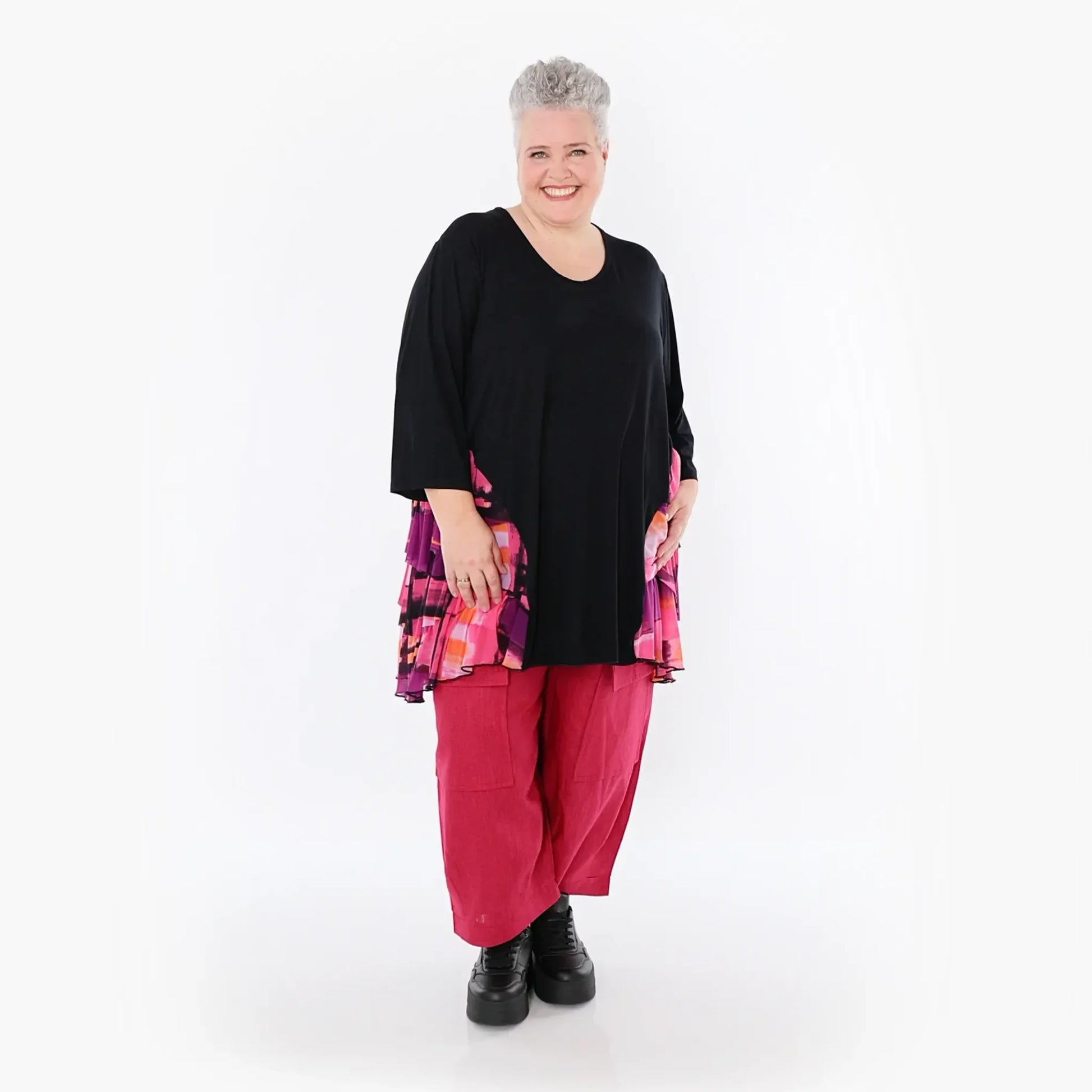  A-Form Shirt von AKH Fashion aus Viskose, 1488.06862, Schwarz/Multi, Grafik, Ausgefallen