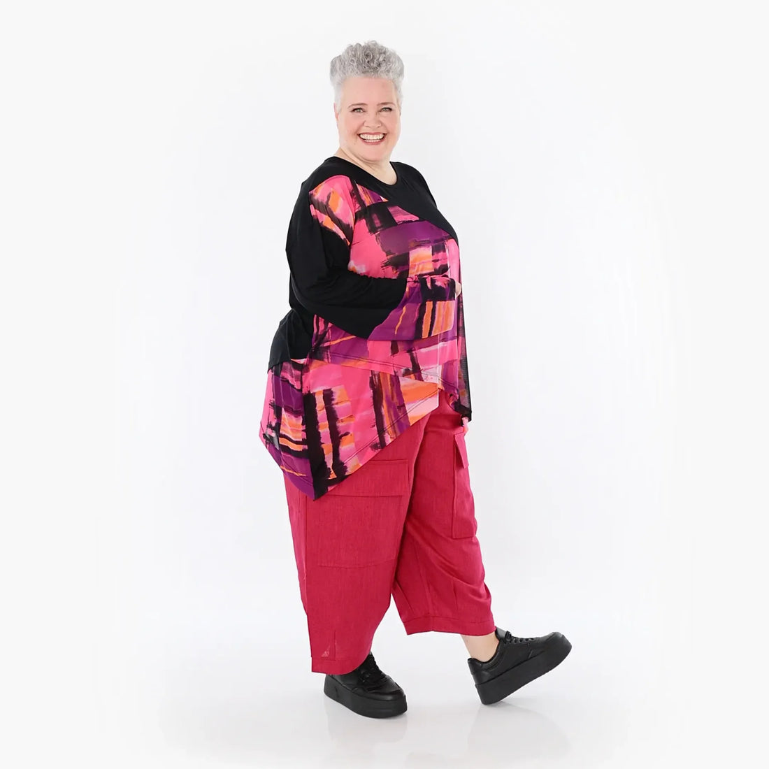  AKH Fashion Hose in gerader Form, aus Leinen, 1489.07098, Fuchsia, Ausgefallen, Zeitlos