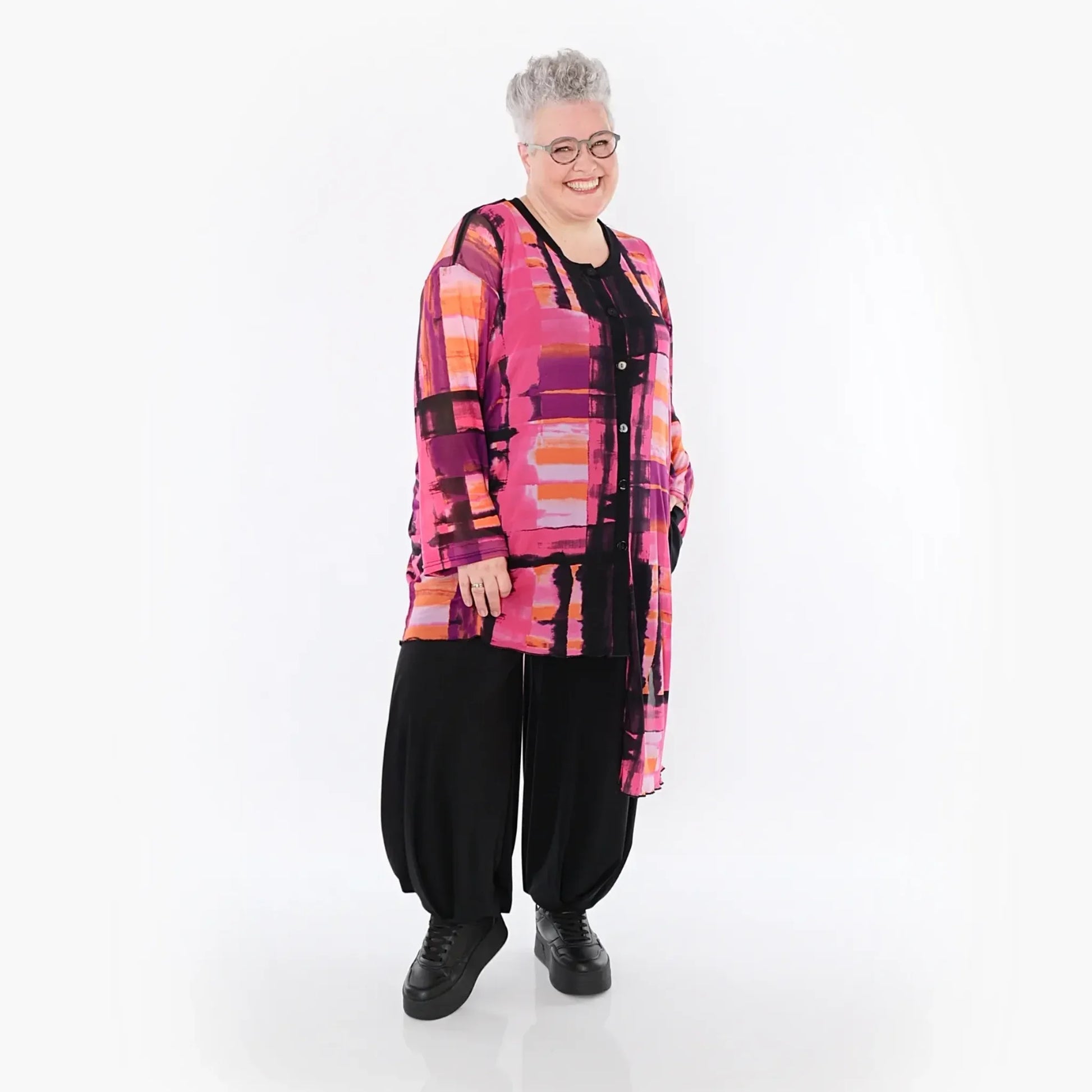  AKH Fashion Bluse in asymmetrischer Form, aus Polyester, 1488.07101, Multicolor, Grafik