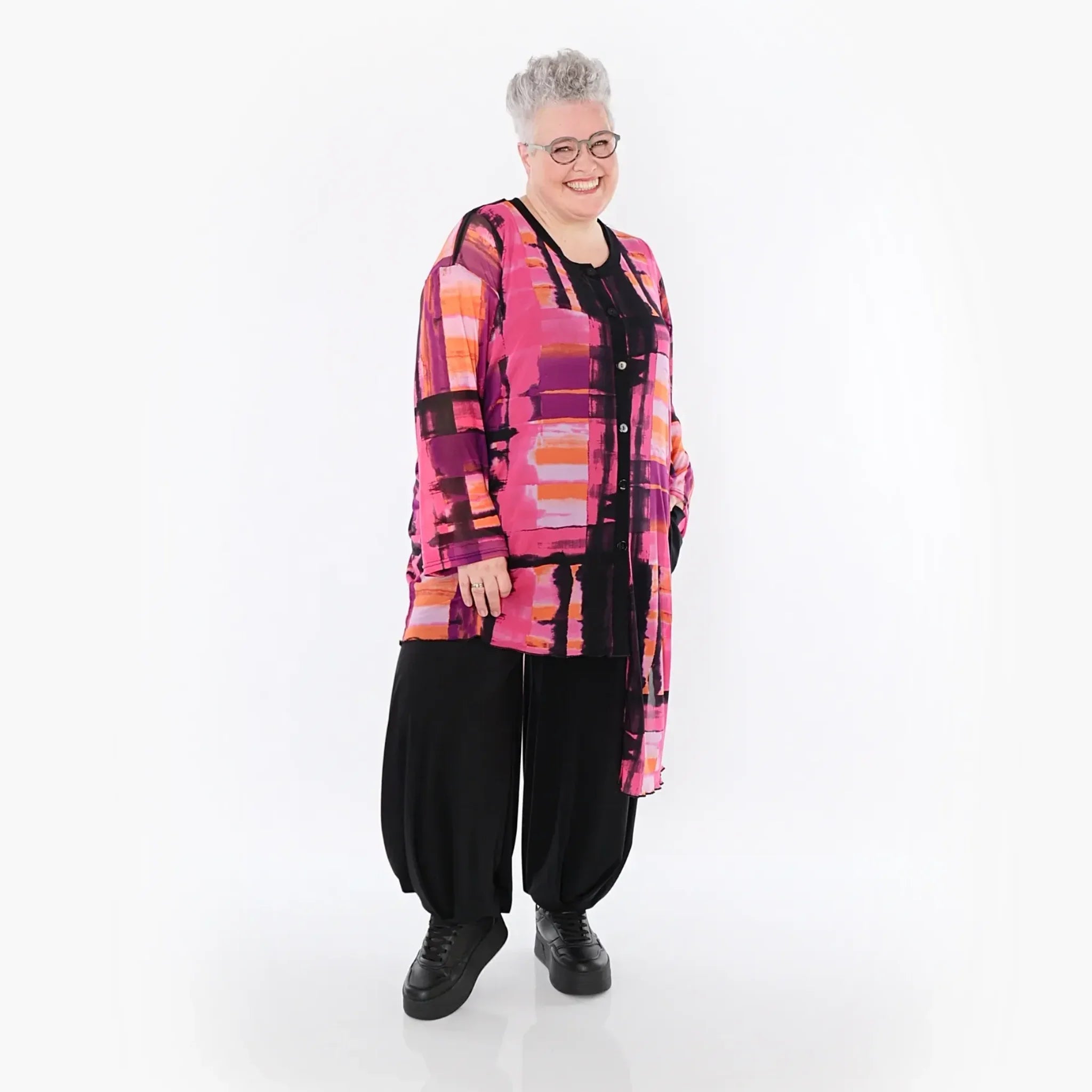  AKH Fashion Bluse in asymmetrischer Form, aus Polyester, 1488.07101, Multicolor, Grafik