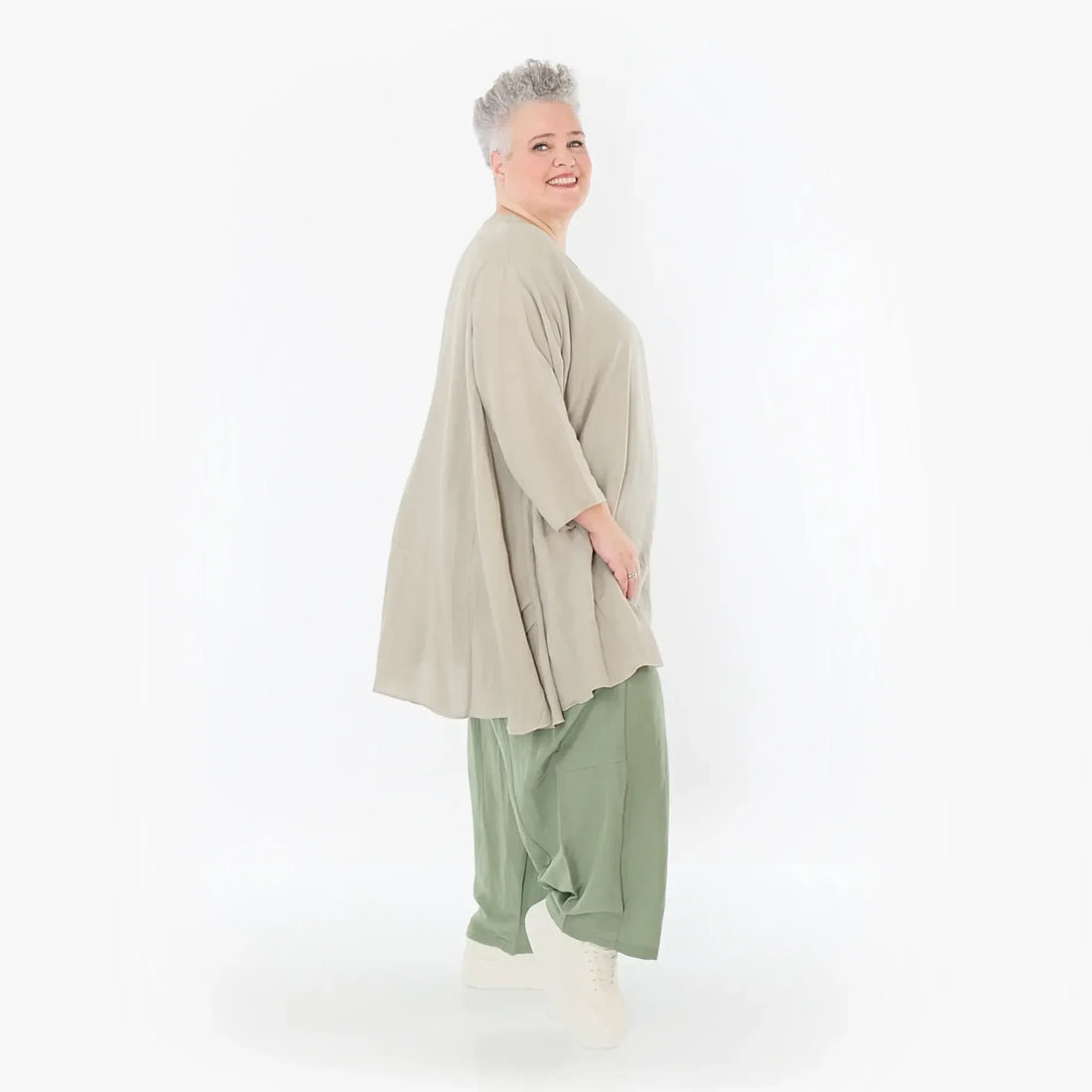  AKH Fashion Hose in gerader Form, aus Viskose, 1490.06710, Khaki, Ausgefallen, Zeitlos