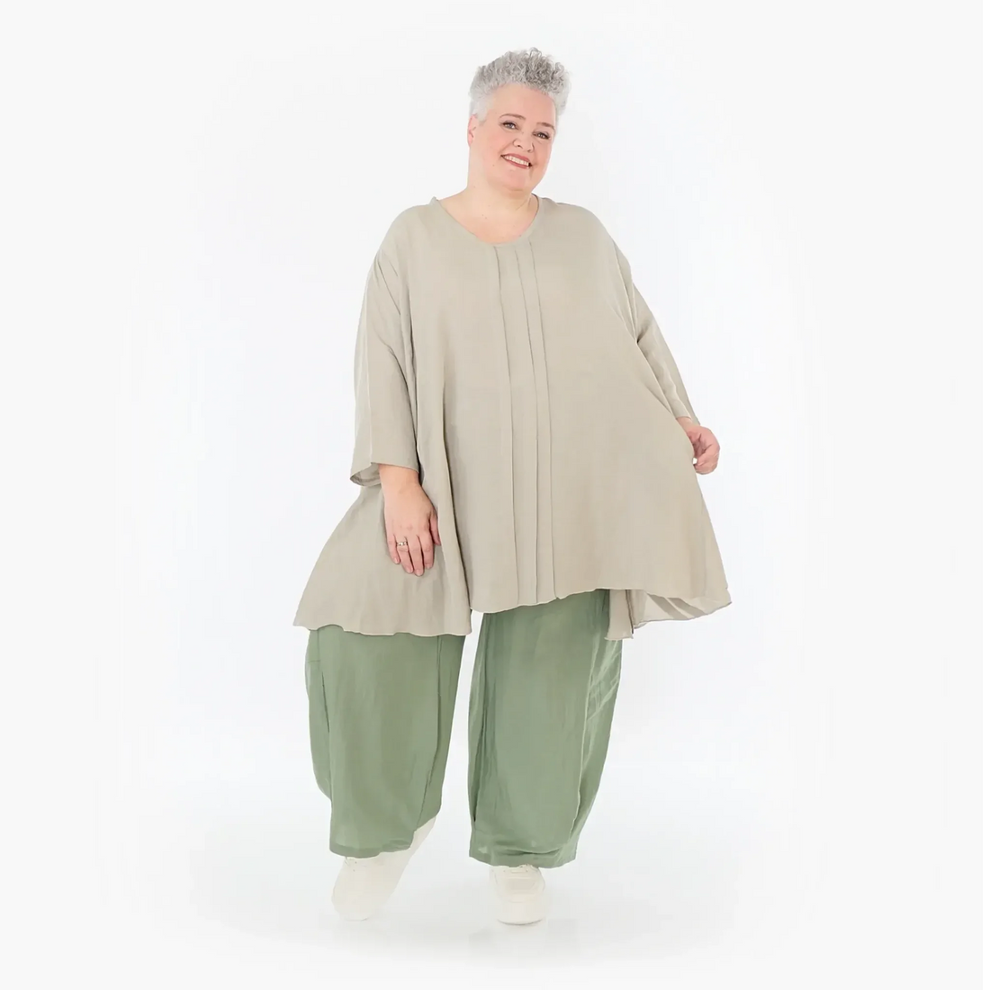  AKH Fashion Hose in gerader Form, aus Viskose, 1490.06710, Khaki, Ausgefallen, Zeitlos