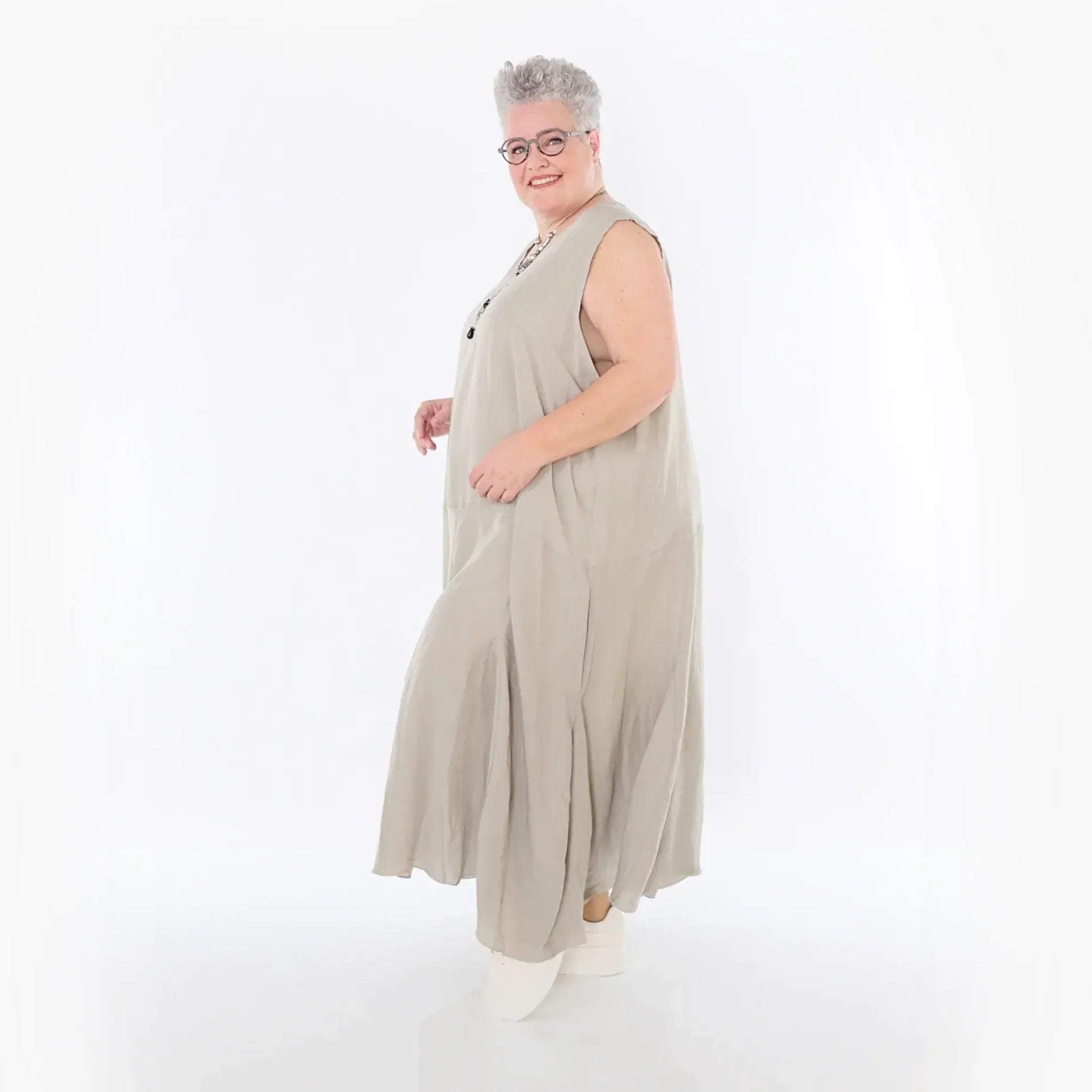  Ballonkleid von AKH Fashion aus Viskose, 1490.06972, Beige, Ausgefallen, Zeitlos, Schick
