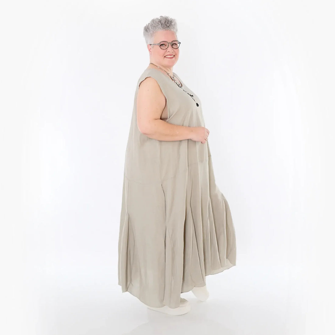  Ballonkleid von AKH Fashion aus Viskose, 1490.06972, Beige, Ausgefallen, Zeitlos, Schick