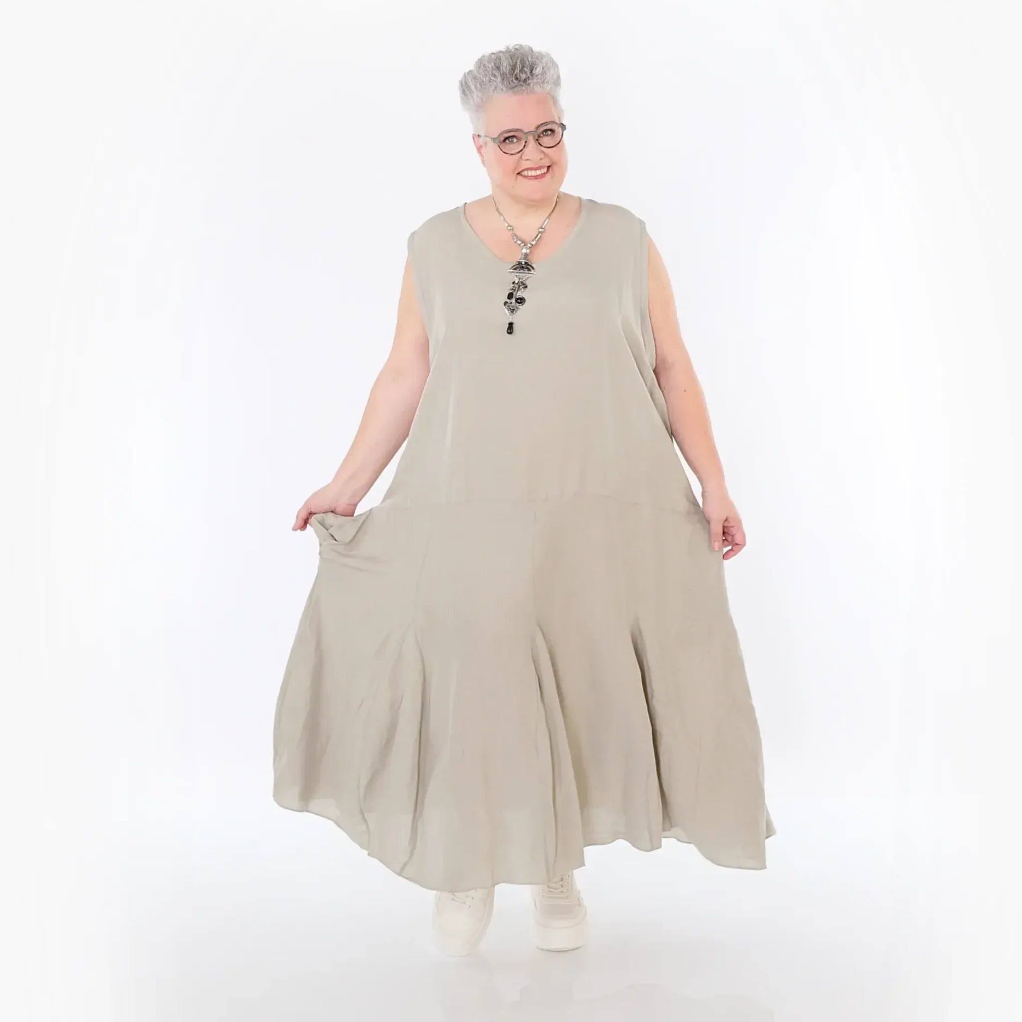  Ballonkleid von AKH Fashion aus Viskose, 1490.06972, Beige, Ausgefallen, Zeitlos, Schick