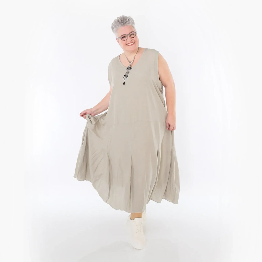  Ballonkleid von AKH Fashion aus Viskose, 1490.06972, Beige, Ausgefallen, Zeitlos, Schick