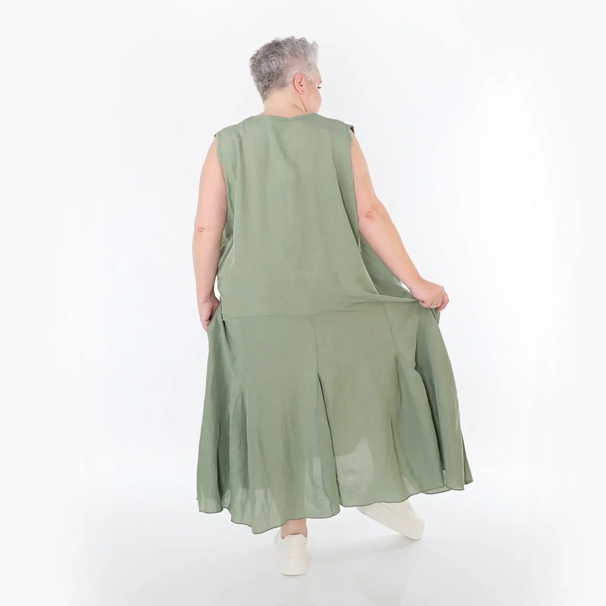  Ballonkleid von AKH Fashion aus Viskose, 1490.06972, Khaki, Ausgefallen, Zeitlos, Schick