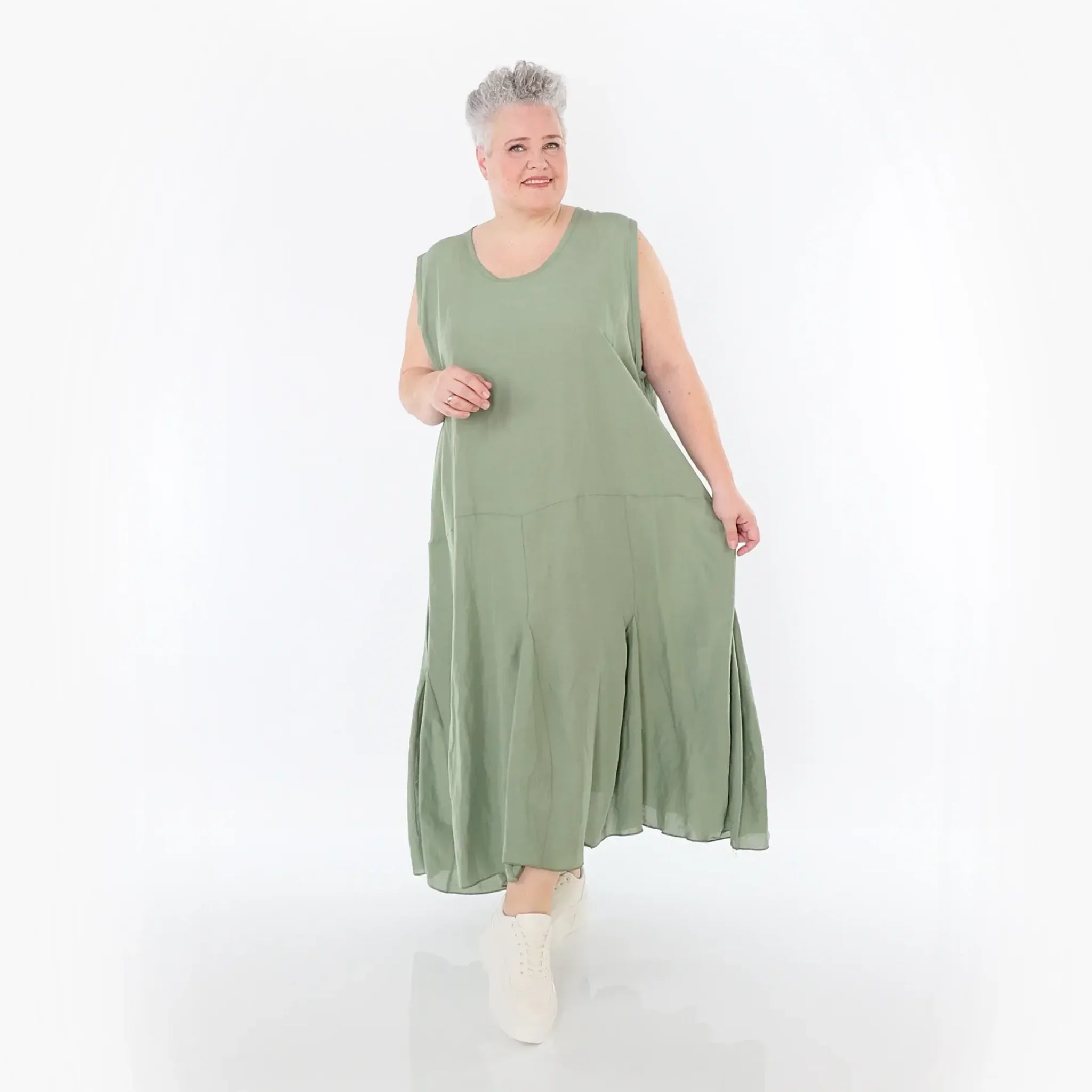  Ballonkleid von AKH Fashion aus Viskose, 1490.06972, Khaki, Ausgefallen, Zeitlos, Schick