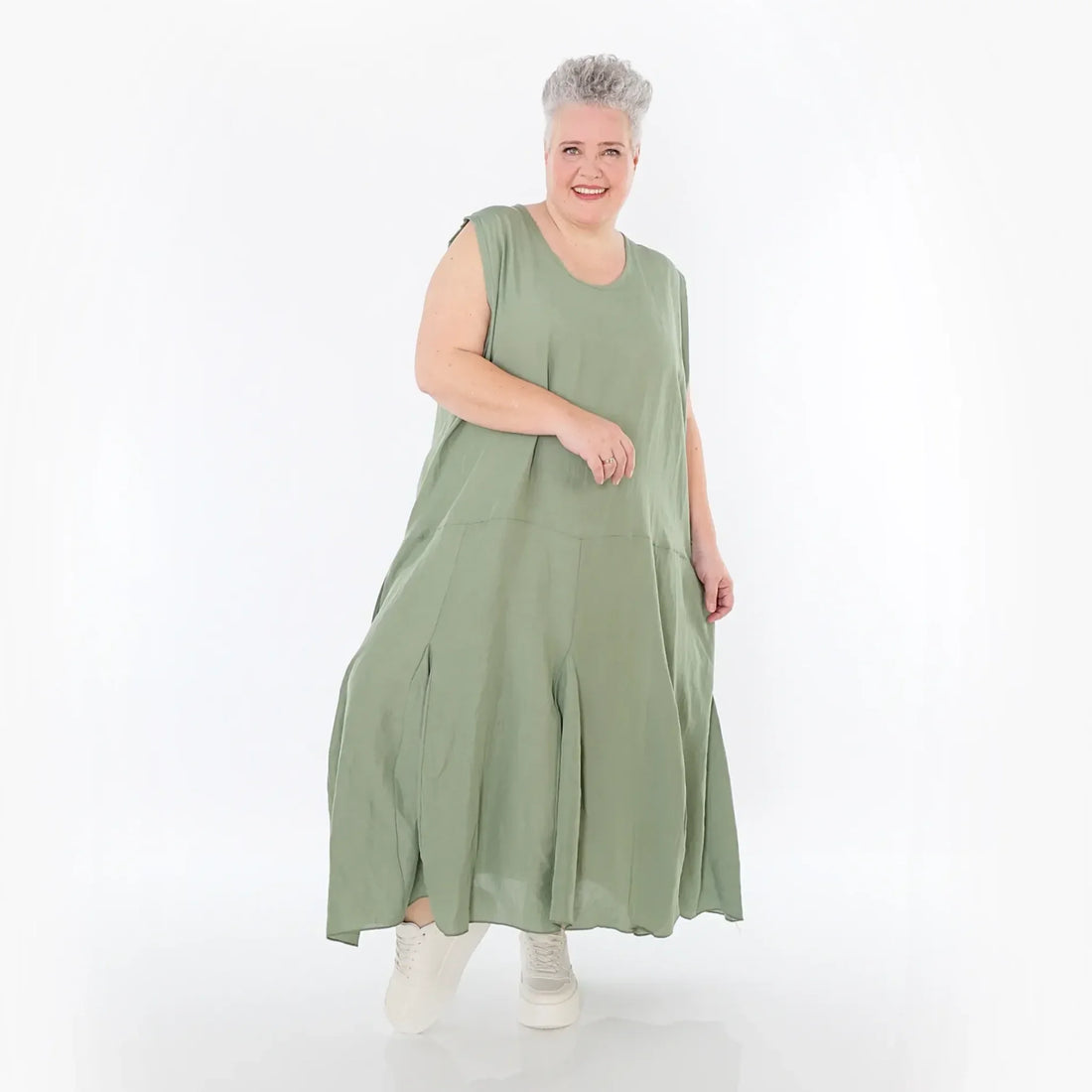  Ballonkleid von AKH Fashion aus Viskose, 1490.06972, Khaki, Ausgefallen, Zeitlos, Schick