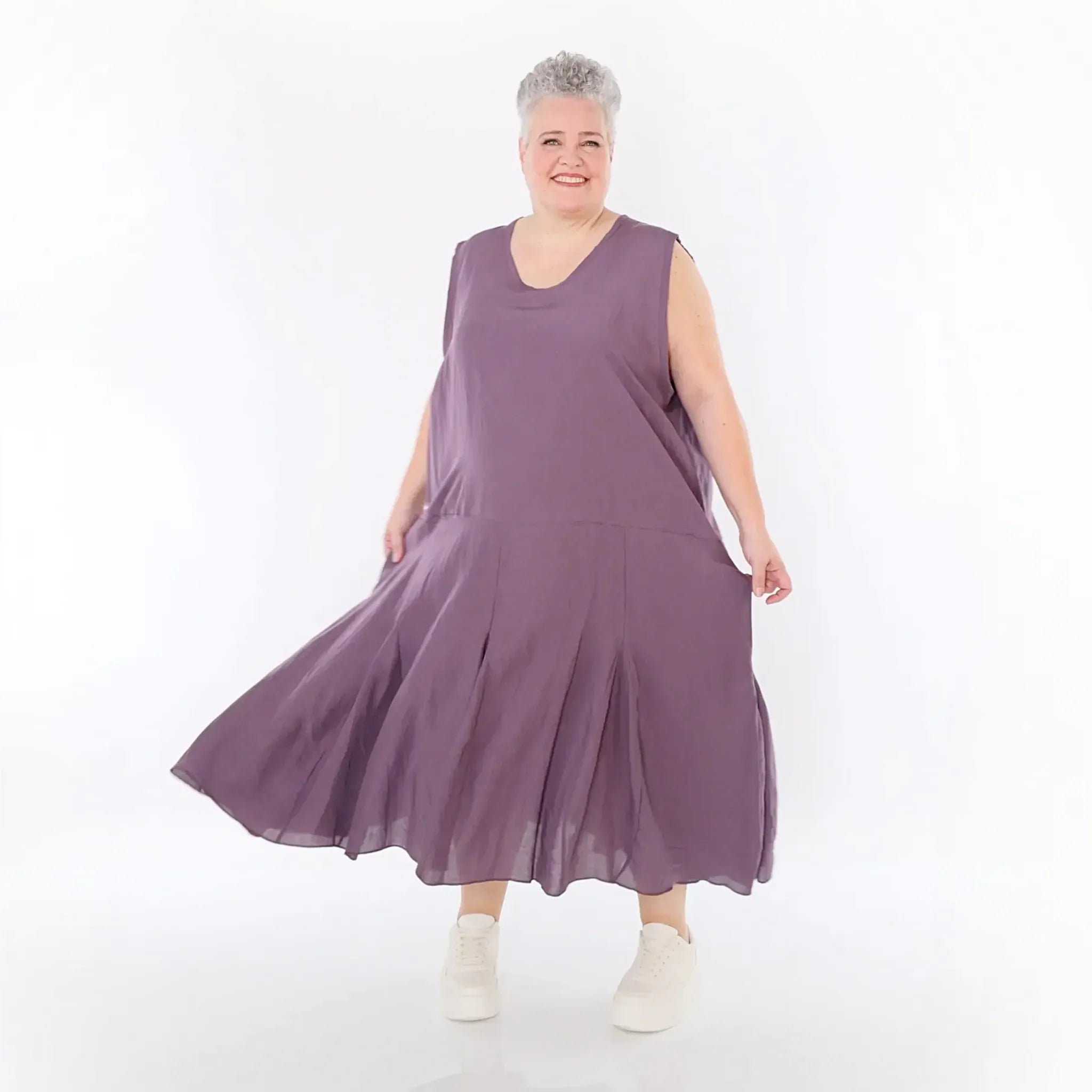  Ballonkleid von AKH Fashion aus Viskose, 1490.06972, Pflaume, Ausgefallen, Zeitlos, Schick