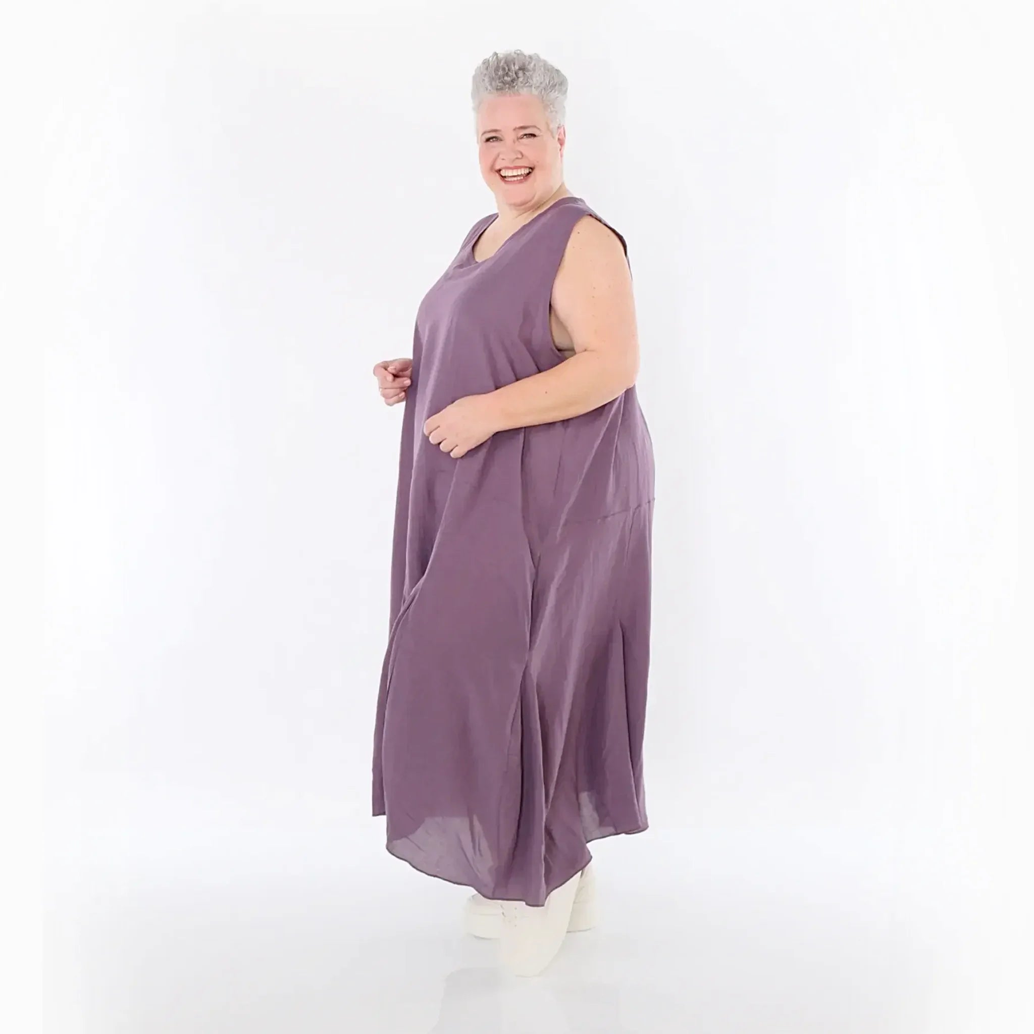  Ballonkleid von AKH Fashion aus Viskose, 1490.06972, Pflaume, Ausgefallen, Zeitlos, Schick