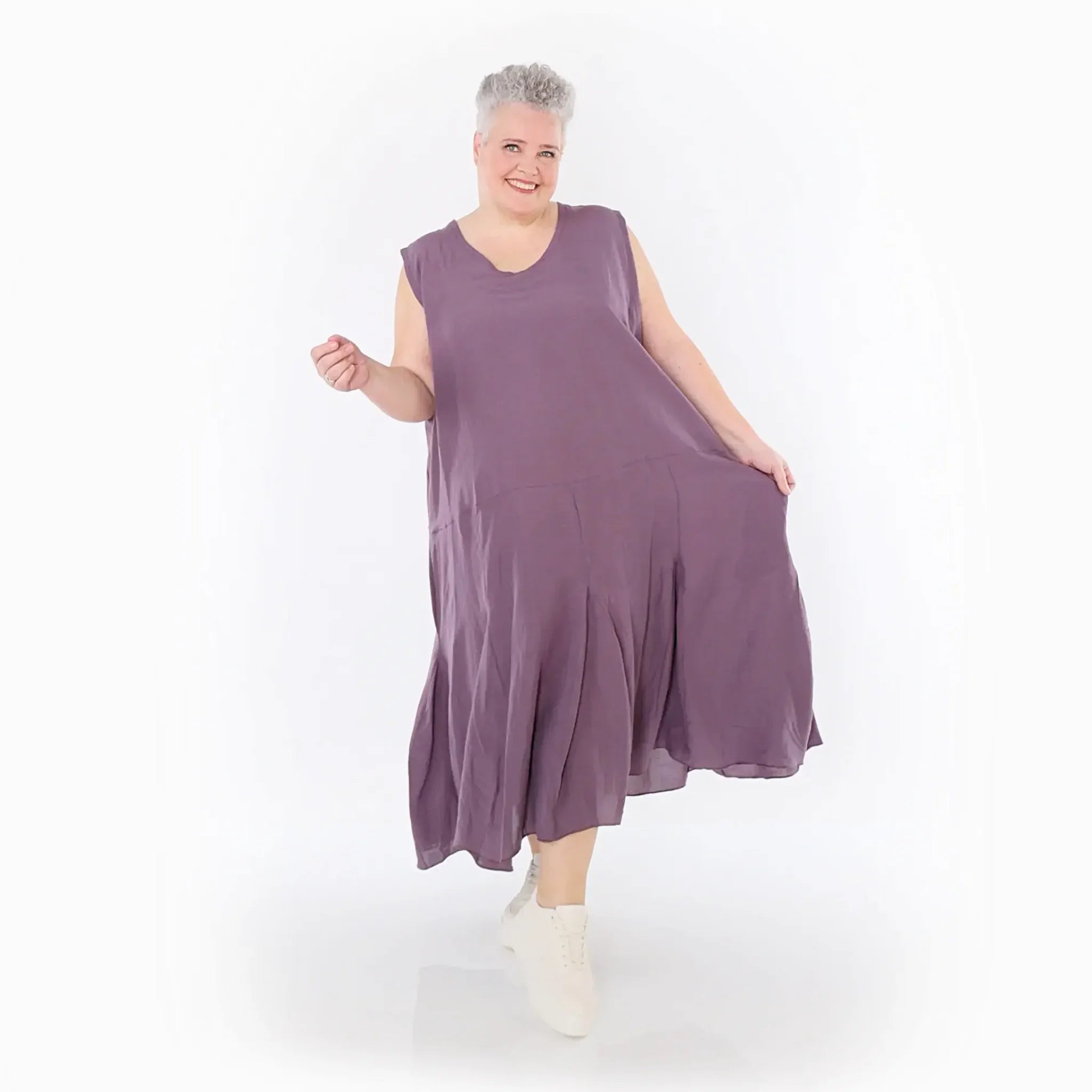  Ballonkleid von AKH Fashion aus Viskose, 1490.06972, Pflaume, Ausgefallen, Zeitlos, Schick